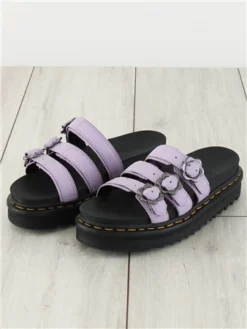 Dr. Martens Dr Martens Lilac Blaire Flower Buckle Milled Nappa Slide Sandals