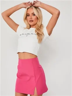 Saint Genies Pink Split Skirt