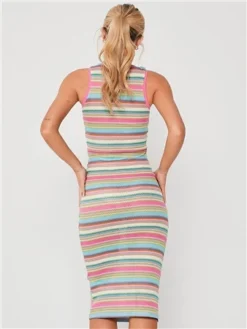 Saint Genies Pink Midi Knit Dress -Cheap Drape Dresses Store 28316 3