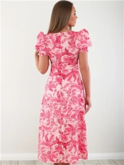 Girl In Mind Pink Floral Lillian Sweetheart Midi Dress -Cheap Drape Dresses Store 28340 3
