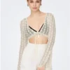 Neon & Nylon White / Eggnog Sophie Square Neck Cardigan
