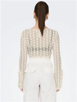 Neon & Nylon White / Eggnog Sophie Square Neck Cardigan -Cheap Drape Dresses Store 28407 3