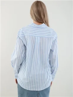 Saint Genies Blue / White Stripe Long Sleeve Shirt -Cheap Drape Dresses Store 28452 3