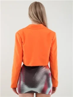 Missi London Orange Cropped Blazer -Cheap Drape Dresses Store 28456 3
