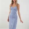 Daisy Street Light Blue Gingham Midi Dress