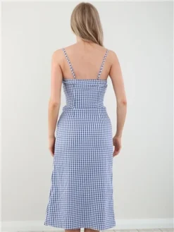 Daisy Street Light Blue Gingham Midi Dress -Cheap Drape Dresses Store 28468 3