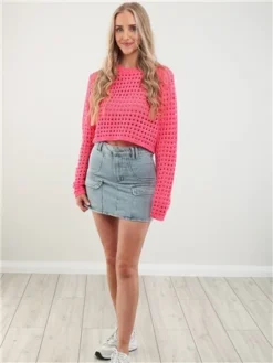 Saint Genies Light Blue Denim Short Cargo Skirt -Cheap Drape Dresses Store 28474 2