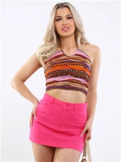 Only Pink / Pink Yarrow Caro Short Highwaisted Skirt