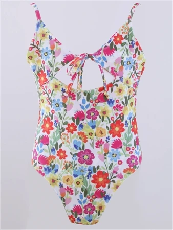 Missy Empire Floral Tie Front Cut Out Swimsuit 1 Missy Empire Floral Tie Front Cut Out Swimsuit
