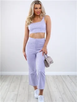Only Purple Rose/White Carola Gingham Crop Top -Cheap Drape Dresses Store 28549 2