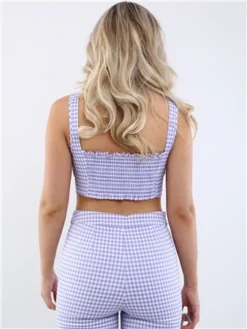 Only Purple Rose/White Carola Gingham Crop Top -Cheap Drape Dresses Store 28549 3