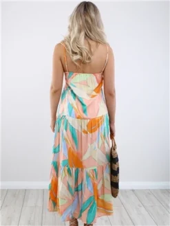Only Coral Alma Leaf Print Dress -Cheap Drape Dresses Store 28552 3