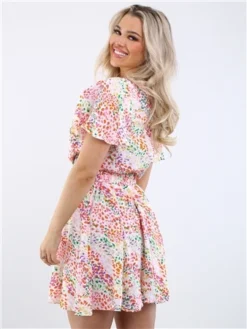 Ax Paris Floral Wrap Top Belted Skater Dress -Cheap Drape Dresses Store 28589 3