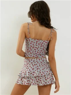 Motel Disty Floral Blue Lowisa Mini Skirt -Cheap Drape Dresses Store 28598 3