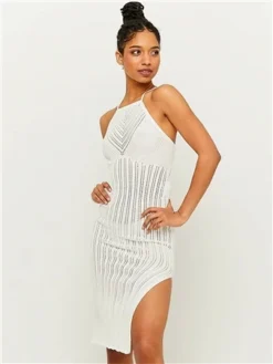 Tally Weijl White Crochet Long Dress