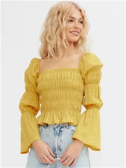 The Frolic Yellow Una Long Sleeved Ruffle Top