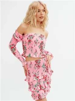 The Frolic Pink Patricia Tired Ruffle Skirt