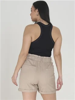 Brave Soul Stone Solid Button Up Elasticated Waist Shorts -Cheap Drape Dresses Store 28627 3