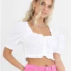 Brave Soul White Broderie Anglaise Buttoned Milkmaid Top