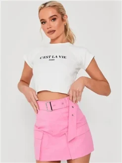 Saint Genies Pink Sybil Cargo Skirt