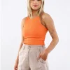 Vivichi Orange Racer Back Ribbed Bodysuit