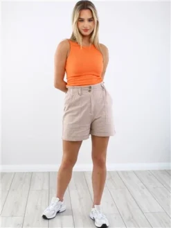 Vivichi Orange Racer Back Ribbed Bodysuit -Cheap Drape Dresses Store 28685 2