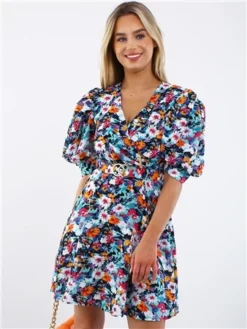 Girl In Mind Multi Ditsy Belted Floral Dress