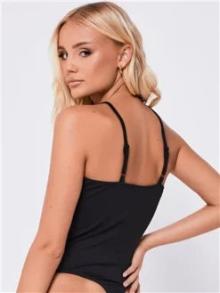Saint Genies Black Francesca Bodysuit Cut Out Diamante -Cheap Drape Dresses Store 28699 3