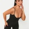 Missy Empire Black Sariah Ribbed Seamless Strappy Unitard