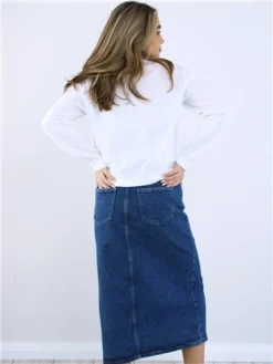 Only Blue / Medium Blue Denim Bianca Midi Denim Skirt -Cheap Drape Dresses Store 28739 3