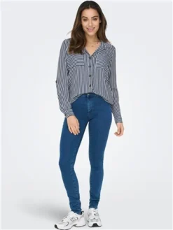 Only Blue / Peacoat Yasmin Standard Fit Shirt -Cheap Drape Dresses Store 28740 2