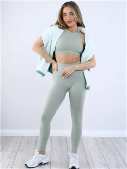 Missy Empire Mint Jacqueline Seamless Ribbed Racer Crop Top -Cheap Drape Dresses Store 28769 2