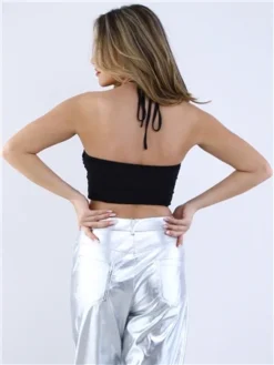 Saint Genies Black Dahlia Floral Applique Cutout Halterneck Top 7 Saint Genies Black Dahlia Floral Applique Cutout Halterneck Top -Cheap Drape Dresses Store 28794 3