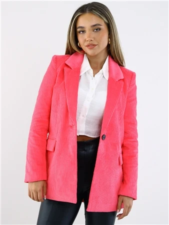 Veromoda Pink / Hot Pink Tatiana Ls Oversize Corduroy Blazer 1 Veromoda Pink / Hot Pink Tatiana Ls Oversize Corduroy Blazer