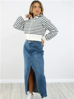 Neon & Nylon Blue / Medium Blue Denim Alina Hw Ex Long Skirt