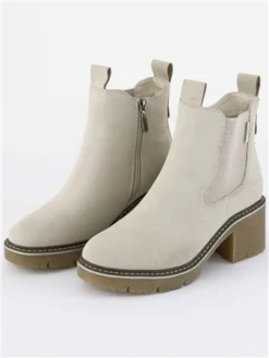 Refresh Beige Block Heel Chelsea Boot