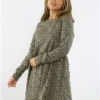 Brave Soul Animal Print Long Sleeve Mini Smock Dress