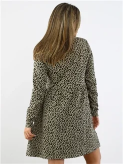 Brave Soul Animal Print Long Sleeve Mini Smock Dress -Cheap Drape Dresses Store 28880 3