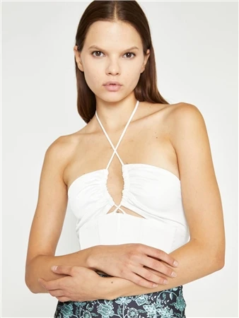 Glamorous White Sateen Halter Neck Corset Top 2 Glamorous White Sateen Halter Neck Corset Top - Image 2