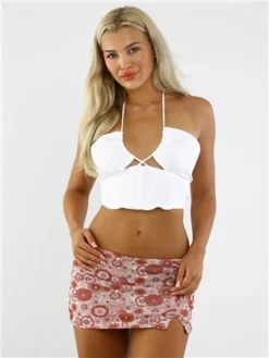 Glamorous Vintage Floral Pattern Mini Skirt