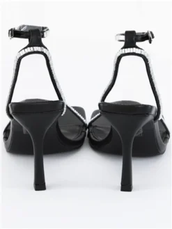 Public Desire Black Pu Carla Diamante Barely There Square Toe Heels -Cheap Drape Dresses Store 28953 2