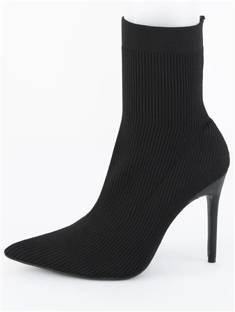 Public Desire Black Mirival Knitted Stiletto Sock Ankle Boot 3 Public Desire Black Mirival Knitted Stiletto Sock Ankle Boot - Image 3