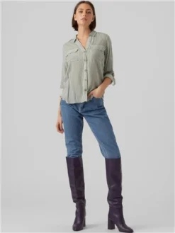 Veromoda Green / Laurel Wreath Bumpy Shirt -Cheap Drape Dresses Store 29006 2