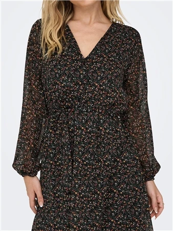 Only Black / Black Cera Mini V-Neck Dress With Tie Waist 2 Only Black / Black Cera Mini V-Neck Dress With Tie Waist - Image 2