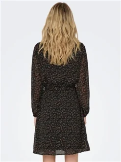 Only Black / Black Cera Mini V-Neck Dress With Tie Waist 7 Only Black / Black Cera Mini V-Neck Dress With Tie Waist -Cheap Drape Dresses Store 29008 3