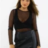 Pieces Black Nesh Long Sleeved Top