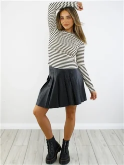 Veromoda Black / Black High Waist Short Skirt -Cheap Drape Dresses Store 29035 2