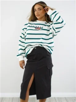 Saint Genies Black Midi Cargo Skirt