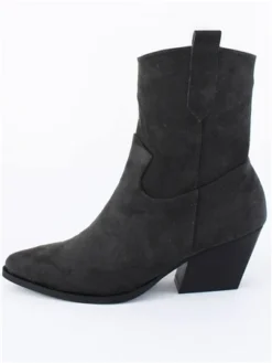 Krush Black Faux Suede Cowboy Boot -Cheap Drape Dresses Store 29073 2