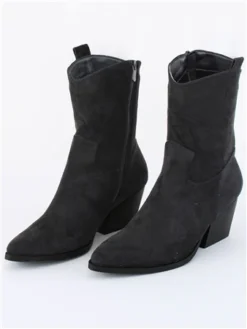 Krush Black Faux Suede Cowboy Boot